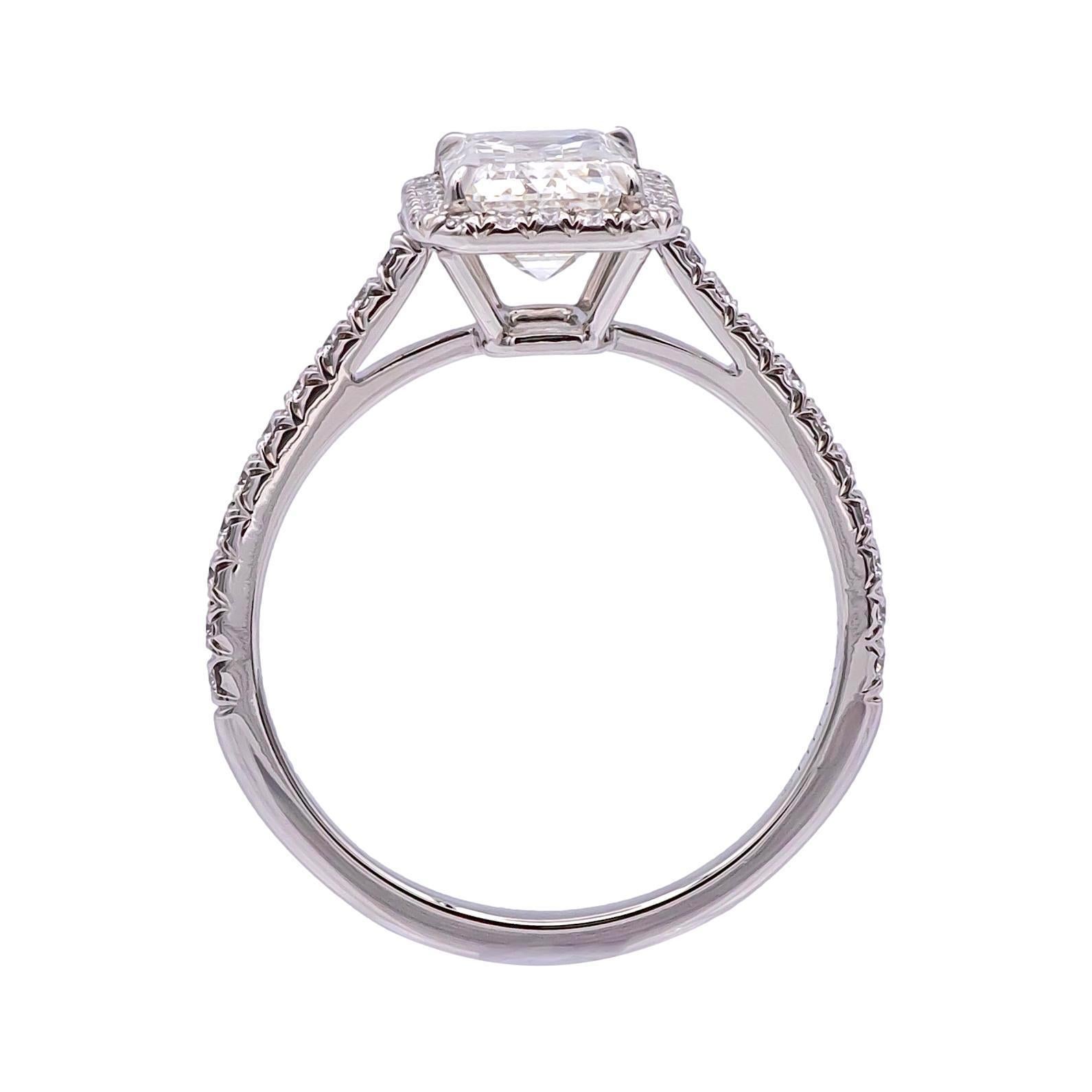 Tiffany & Co. Soleste 1.38 Ct Center Emerald Cut Halo Engagement Ring - H VS1 3