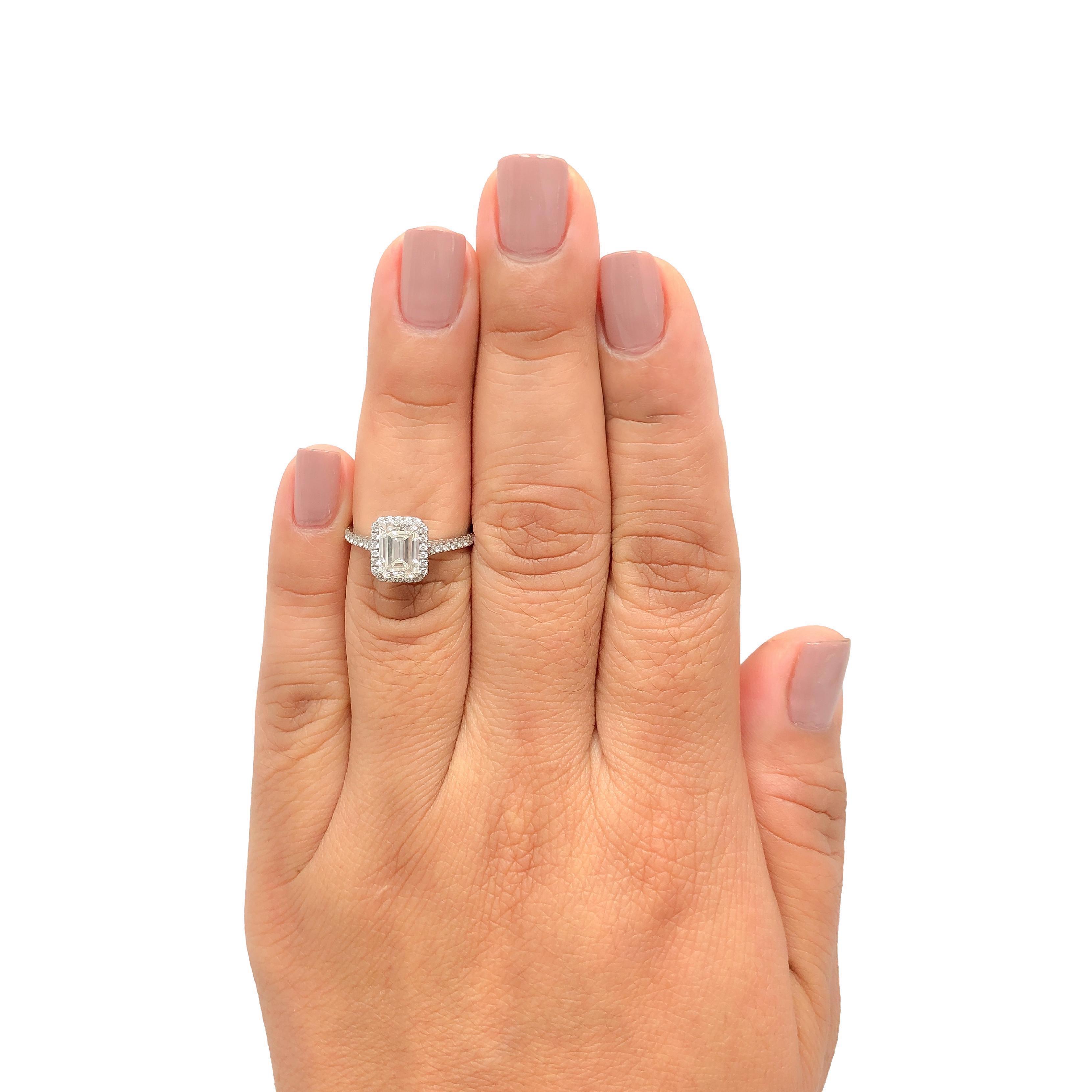 Tiffany & Co. Soleste 1.38 Ct Center Emerald Cut Halo Engagement Ring - H VS1 4