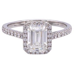 Tiffany & Co. Soleste 1.38 Ct Center Emerald Cut Halo Engagement Ring - H VS1