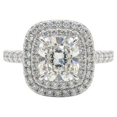 Tiffany & Co Soleste 1.40CT Cushion Cut Diamond Halo Ring GIA VVS1 Platinum