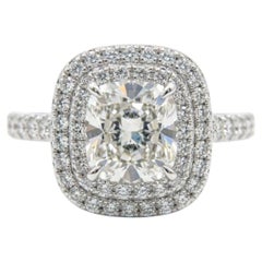 Tiffany & Co Soleste 1.40CT Cushion Cut Diamond Halo Ring GIA VVS1 Platinum