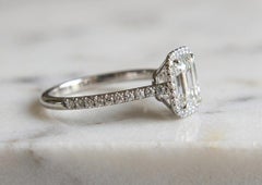 Tiffany & Co. Soleste 1.51 Carat Emerald Cut Diamond Halo Engagement Ring
