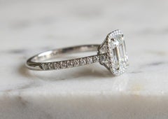 Tiffany & Co. Soleste 1.51 Carat Emerald Cut Diamond Halo Engagement Ring