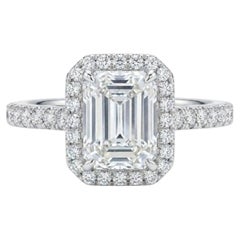Tiffany & Co. Soleste 1.51 Carat Emerald Cut Diamond Halo Engagement Ring