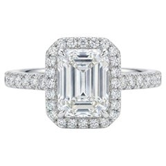 Tiffany & Co. Soleste 1.51 Carat Emerald Cut Diamond Halo Engagement Ring