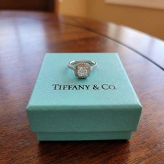 Tiffany & Co Soleste 1.60ct D VS1 Cushion Double Halo Diamond Engagement Ring