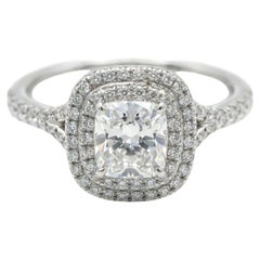 Tiffany & Co Soleste 1.60ct D VS1 Cushion Double Halo Diamond Engagement Ring