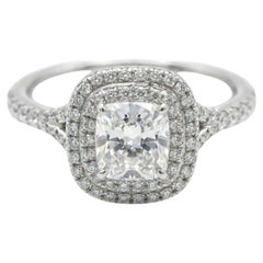 Tiffany & Co Soleste Anillo de compromiso de diamantes con doble halo de 1,60 ct D VS1 en cojín