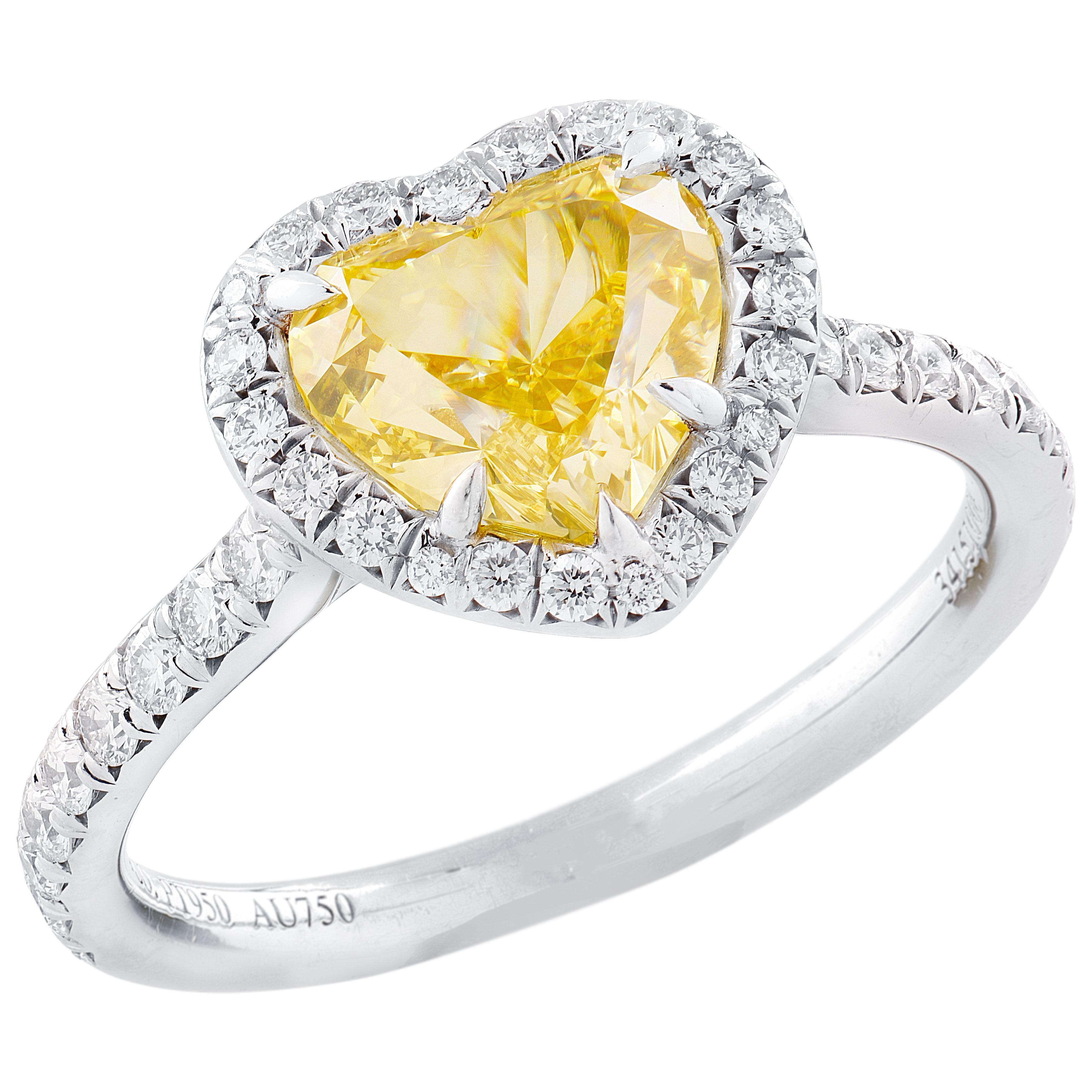 Uomo Tiffany & Co. Anello con diamante giallo intenso Soleste 1,66ct Fancy in vendita