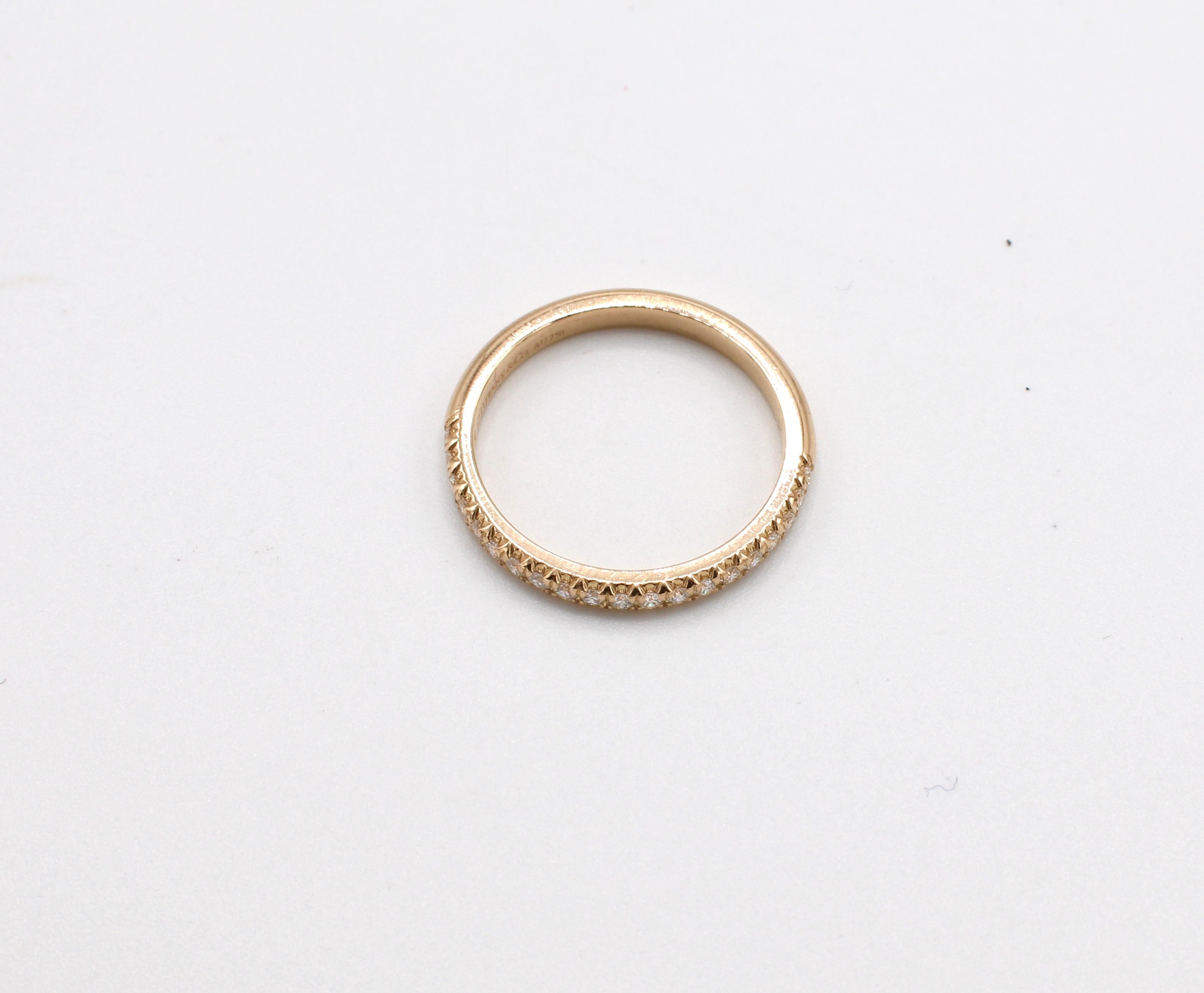 Round Cut Tiffany & Co. Soleste 18 Karat Rose Gold Half Circle Diamond Band Ring