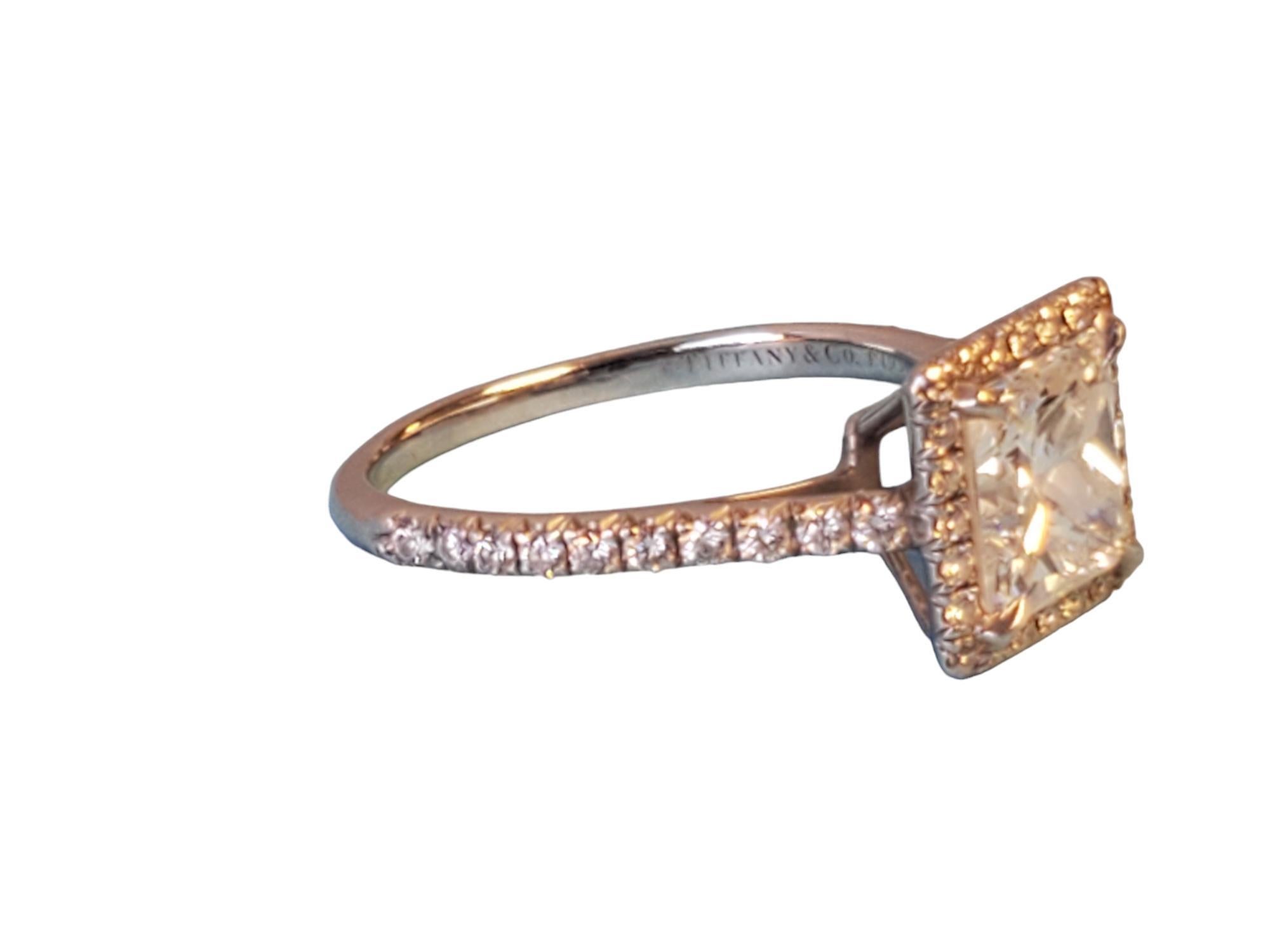 Taille princesse Tiffany & Co. Soleste Bague en platine avec diamant taille princesse 1.81tcw en vente