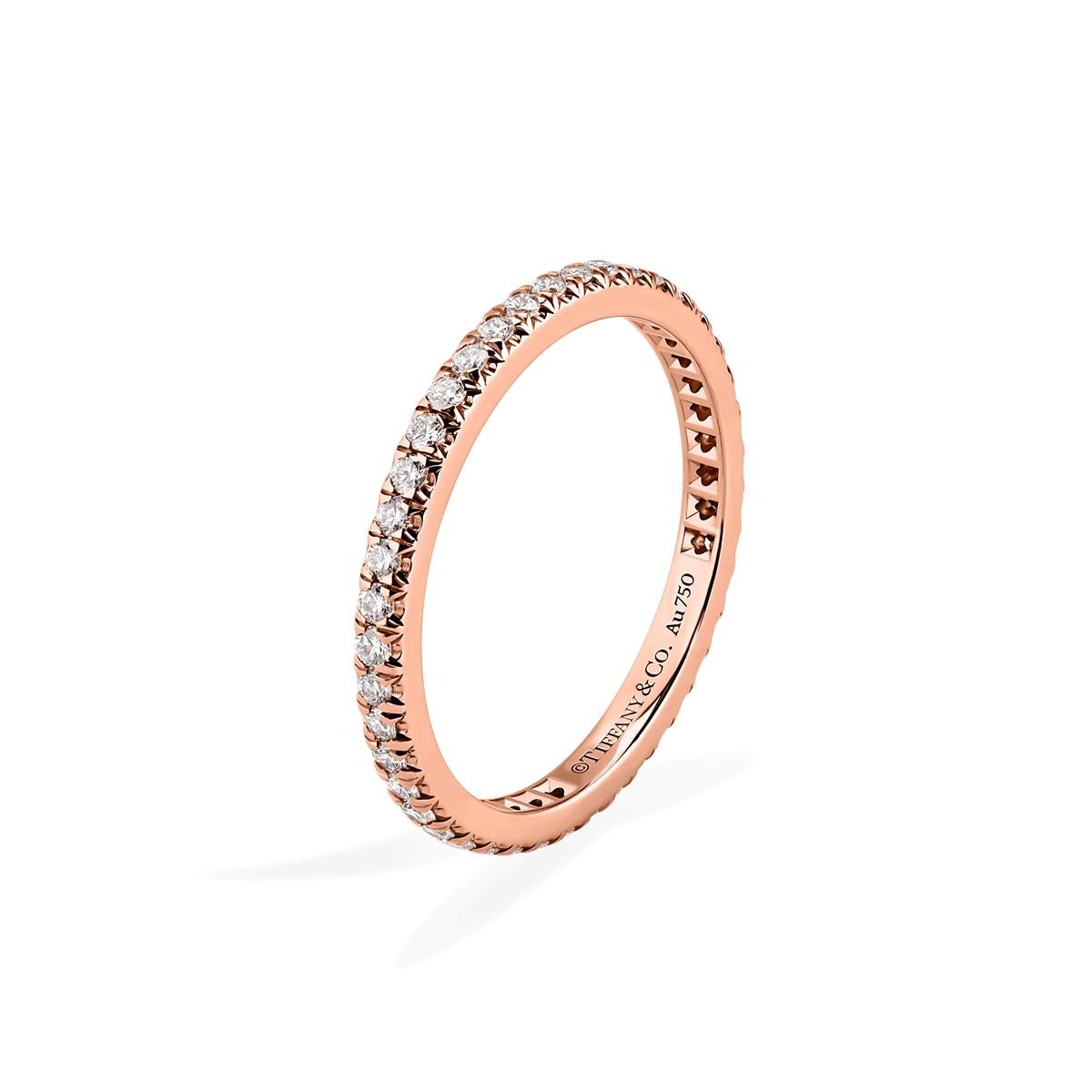 Taglio rotondo TIFFANY & Co. Anello Soleste in oro rosa 18 carati con fascia di diamanti a cerchio intero 6,5 in vendita