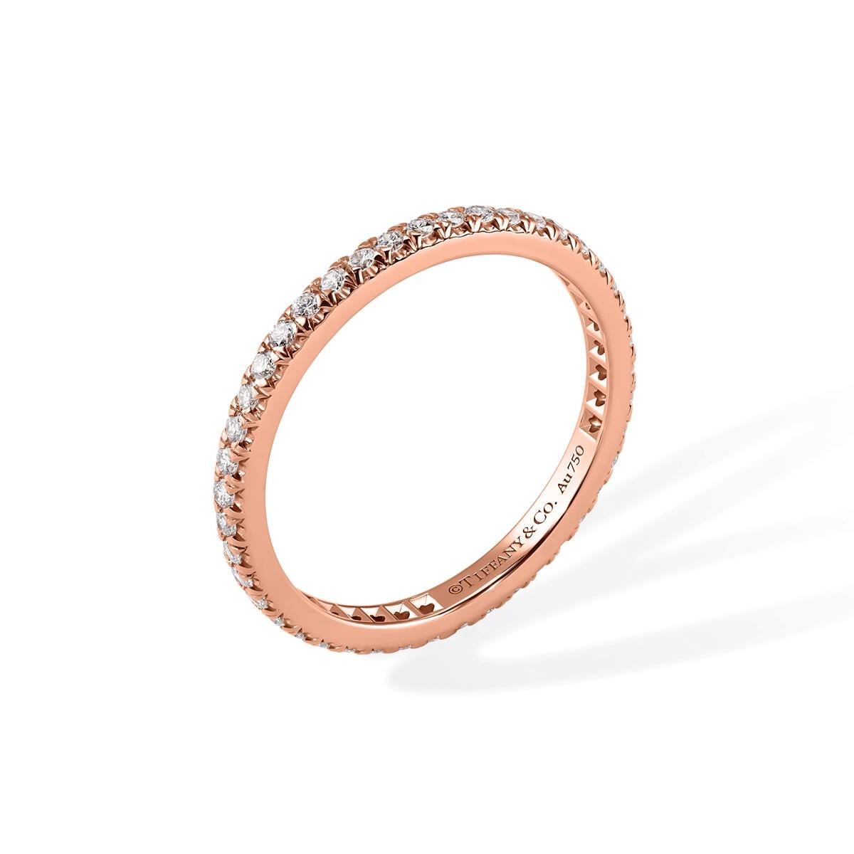 Donna TIFFANY & Co. Anello Soleste in oro rosa 18 carati con fascia di diamanti a cerchio intero 6,5 in vendita