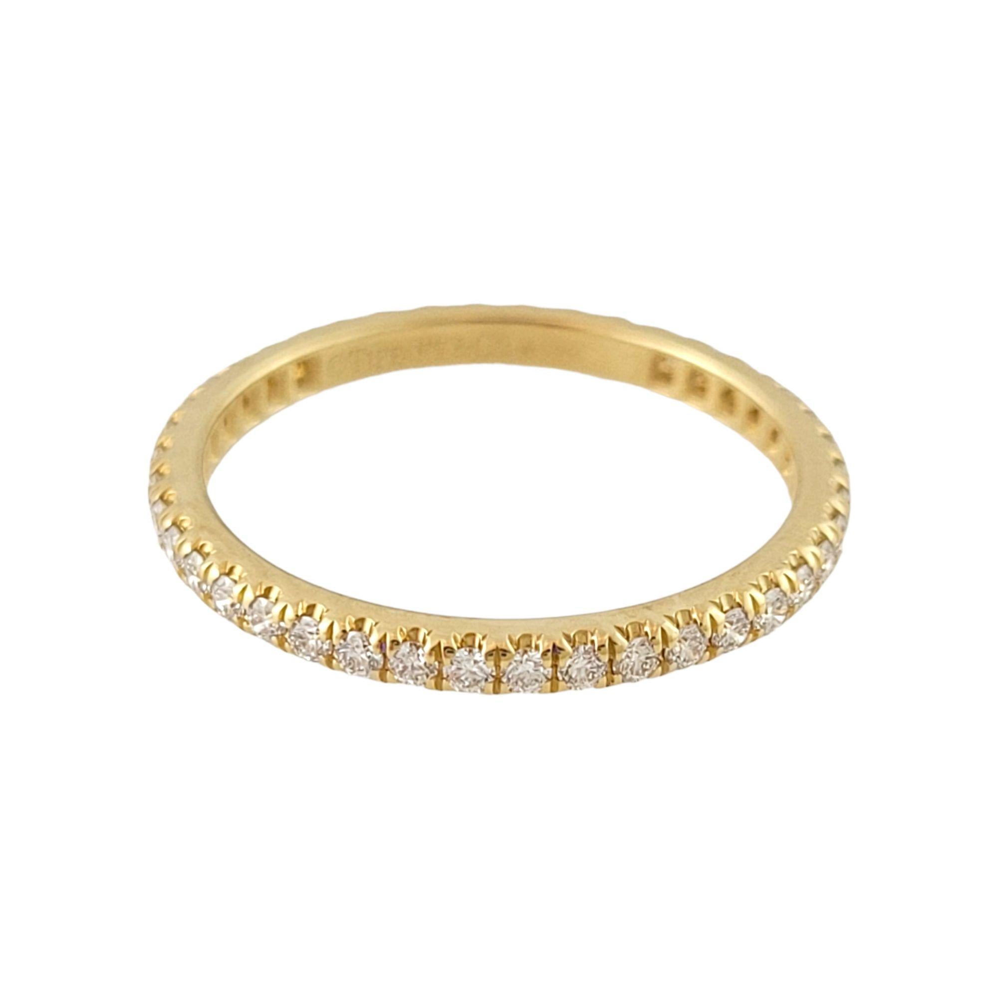 Tiffany & Co. Soleste 18K Yellow Gold Diamond Eternity Band

This gorgeous full circle diamond eternity band by Tiffany is set with 41 round brilliant diamonds totalling .33cts.

Diamonds are of VS2 clarity and D-G color.

Band is approx. 2mm