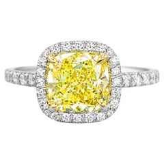 Tiffany & Co. Soleste 2.00 Carat Fancy Intense Yellow Diamond Halo Ring