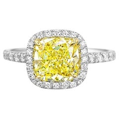 Tiffany & Co. Soleste 2.00 Carat Fancy Intense Yellow Diamond Halo Ring