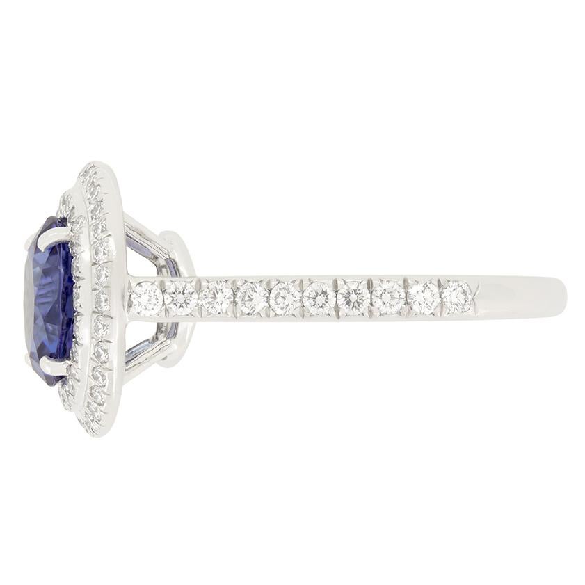 Brilliant Cut Tiffany & Co ‘Soleste’ 2.20ct Tanzanite and Diamond Cluster Ring For Sale