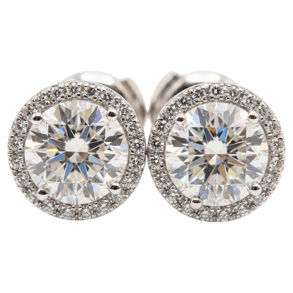 Tiffany 
Co. Soleste 2.44 Ct. Diamond Halo Earrings with Tiffany Cert. Diamonds en venta