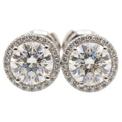 Tiffany 
Co. Soleste 2.44 Ct. Diamond Halo Earrings with Tiffany Cert. Diamonds