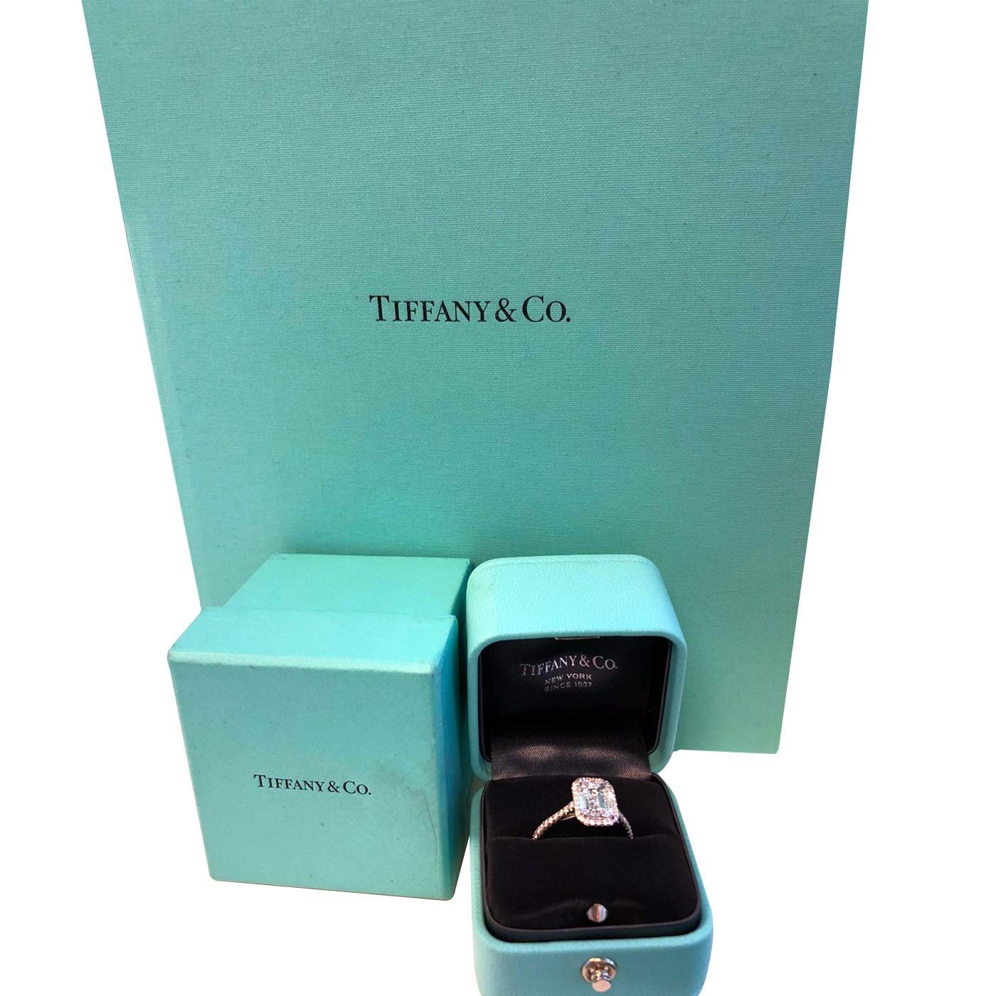 Tiffany & Co Emerald-Cut 2.63carat  Diamond pave  Platinum Engagement Ring 1