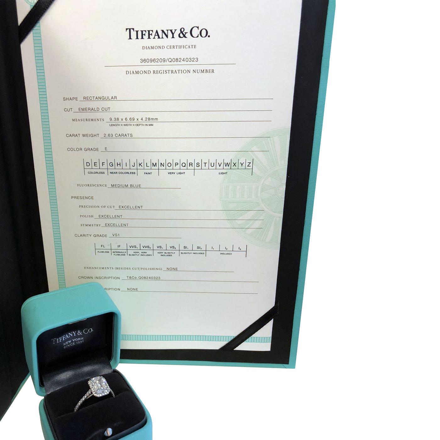 Tiffany & Co Emerald-Cut 2.63carat  Diamond pave  Platinum Engagement Ring 3