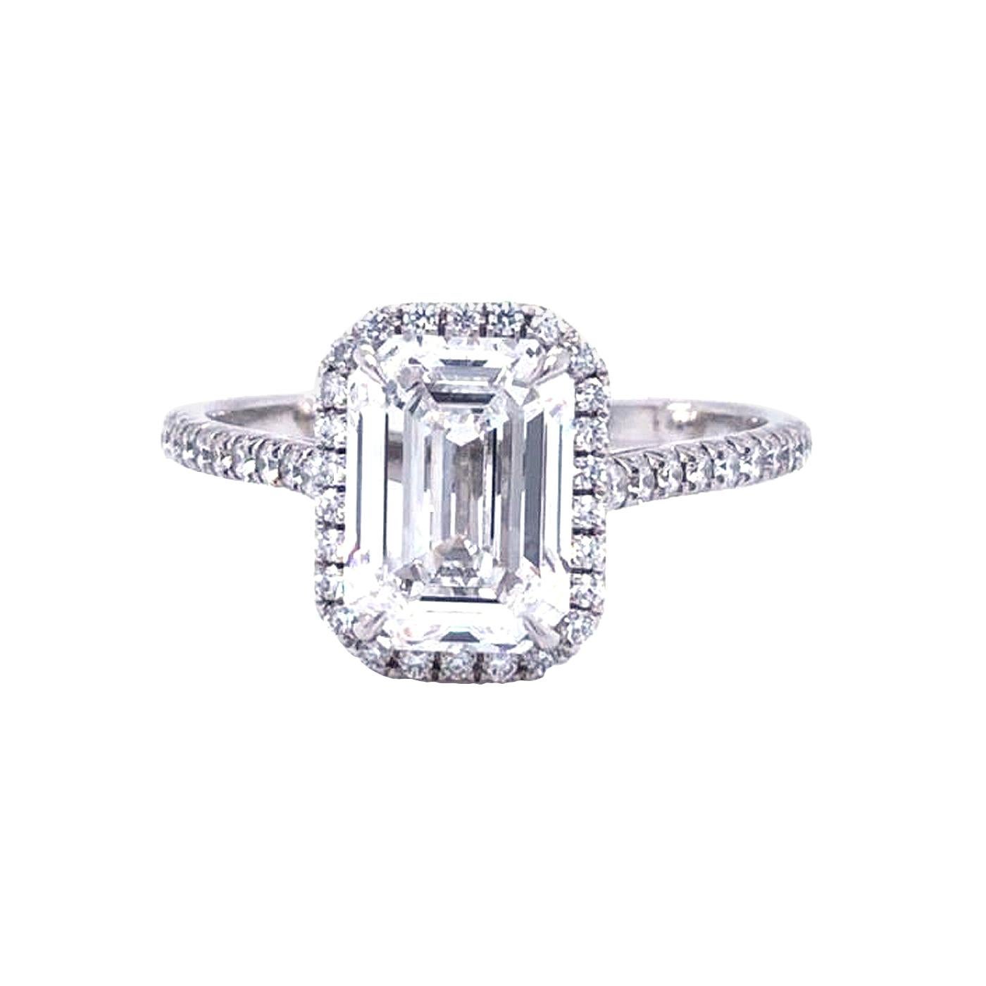 Tiffany & Co Emerald-Cut 2.63carat  Diamond pave  Platinum Engagement Ring