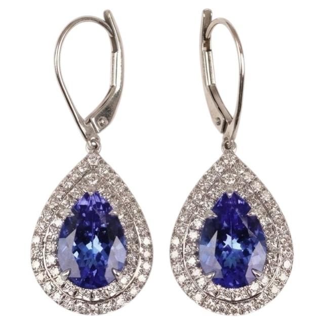 Tiffany & Co. Soleste 3 Carat Tanzanite Diamond Platinum Dangle Earrings