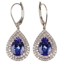 Tiffany & Co. Soleste 3 Carat Tanzanite Diamond Platinum Dangle Earrings