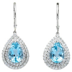 Tiffany & Co. Soleste 3 Ct. Boucles d'oreilles aigue-marine et diamants en platine