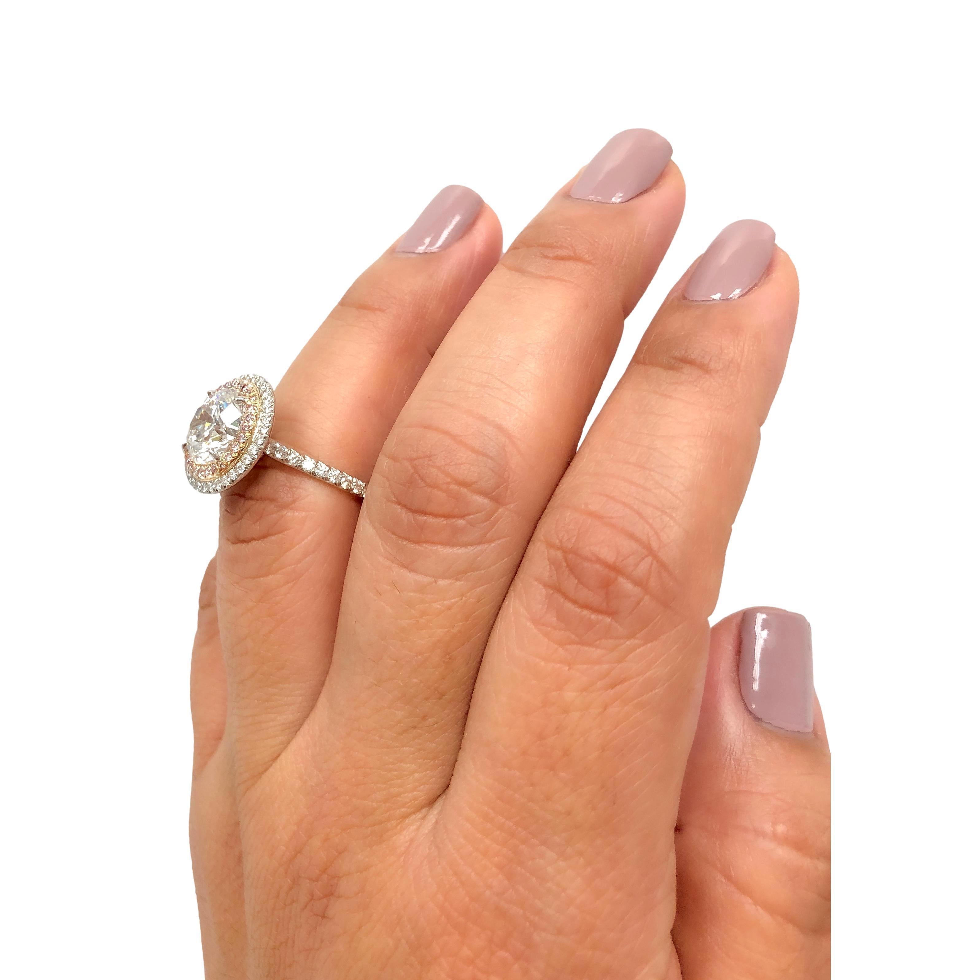 Tiffany & Co. Soleste 3.54 Ct F VVS2 Cntr Diamond engagement Ring Pink Diamonds For Sale 4