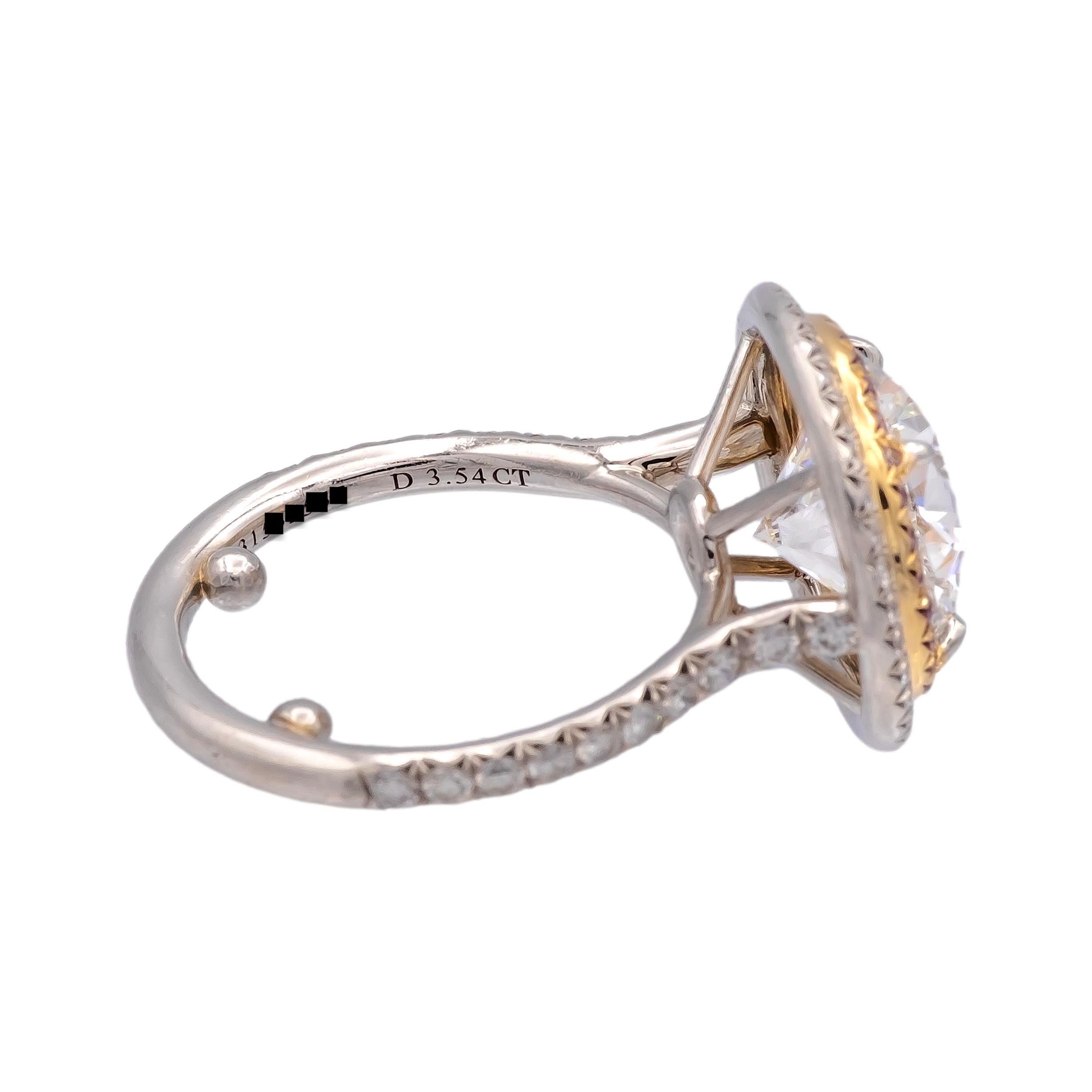 Contemporary Tiffany & Co. Soleste 3.54 Ct F VVS2 Cntr Diamond engagement Ring Pink Diamonds For Sale