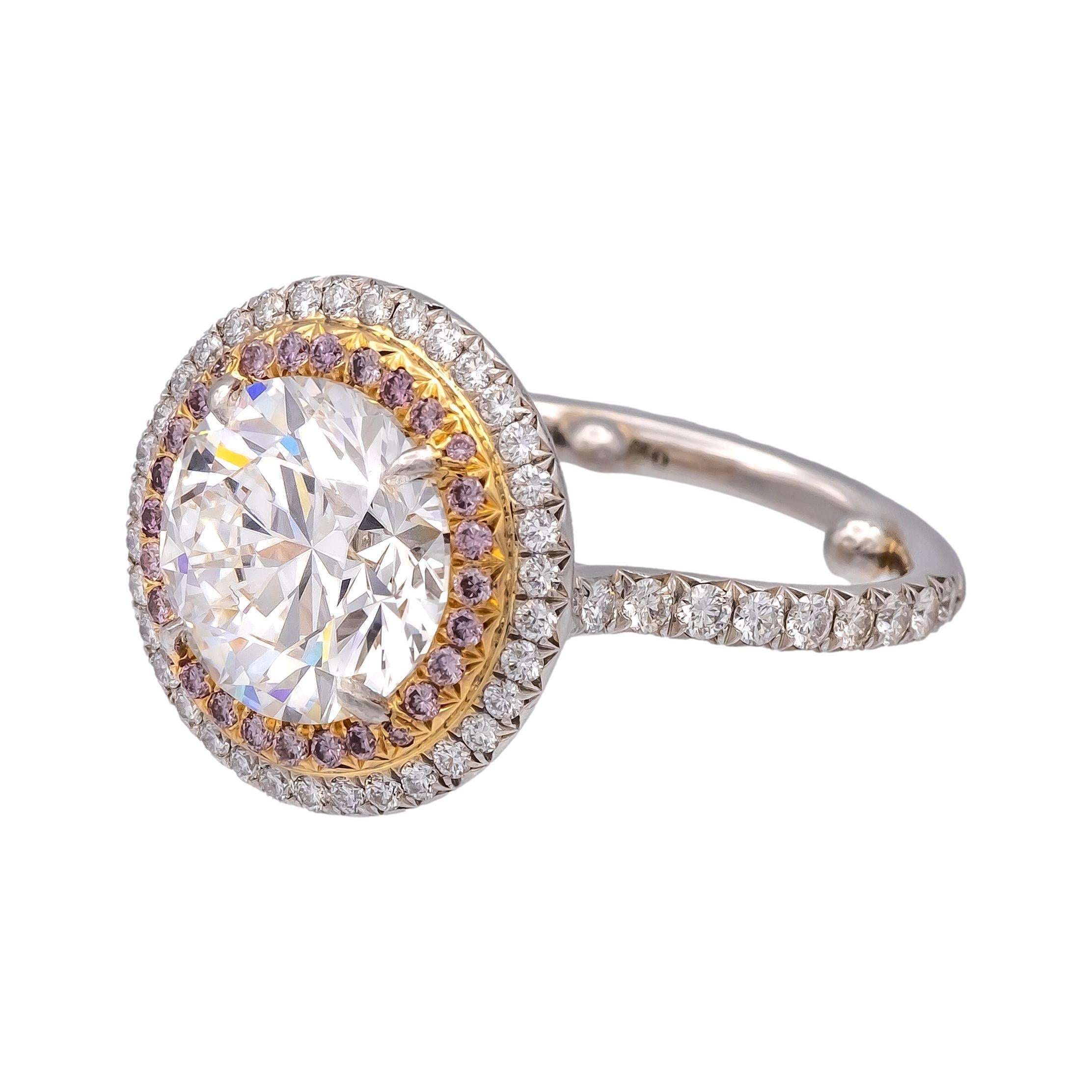 Tiffany & Co. Soleste 3.54 Ct F VVS2 Cntr Diamond engagement Ring Pink Diamonds For Sale 1