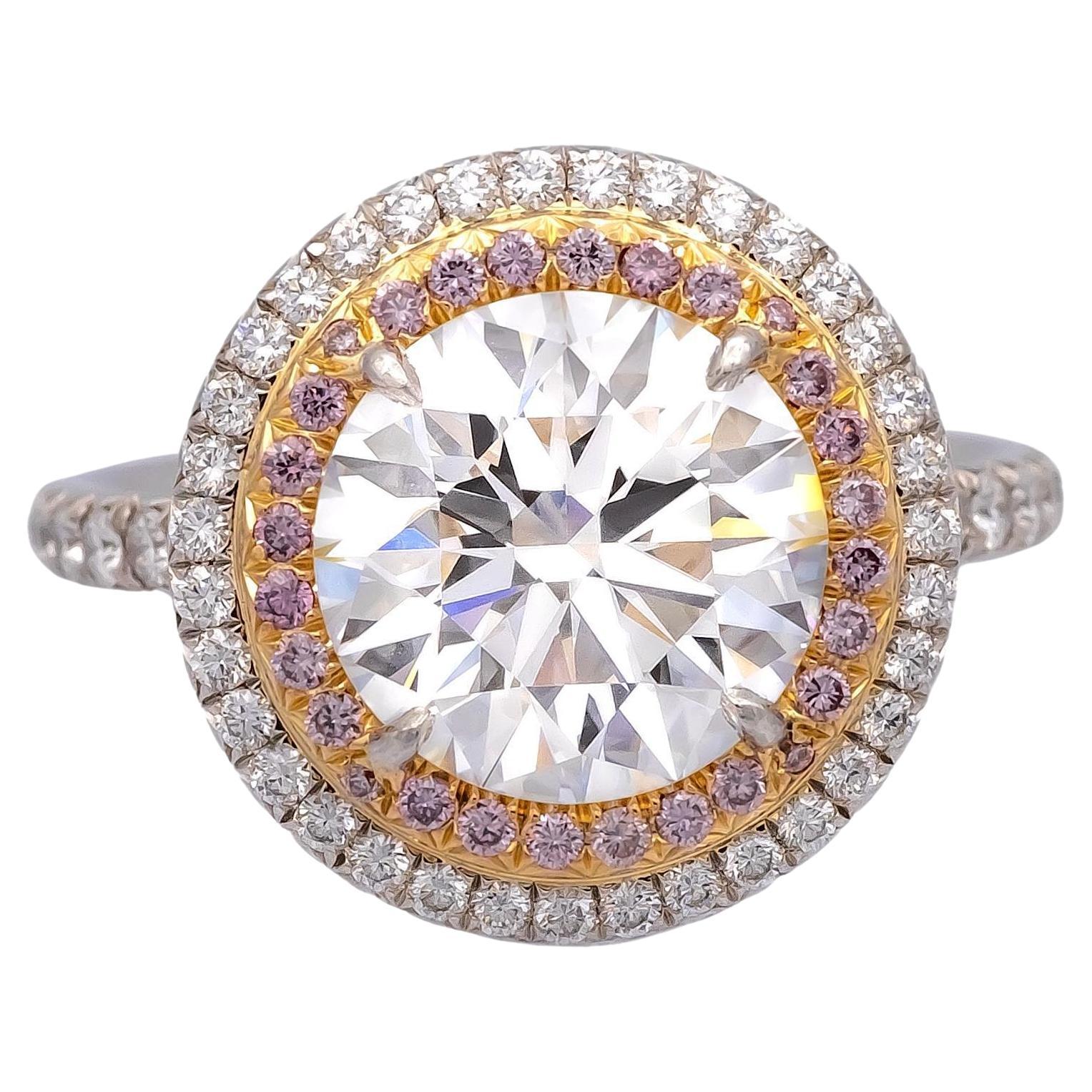 Tiffany & Co. Soleste 3.54 Ct F VVS2 Cntr Diamond engagement Ring Pink Diamonds