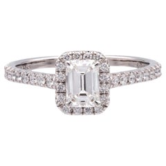 Tiffany & Co. Soleste .45 Ct Center Emerald Cut Halo Diamond Engagement Ring