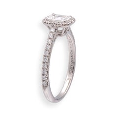 Tiffany & Co. Soleste .45 Ct Center Emerald Cut Halo Engagement Ring - E VS1