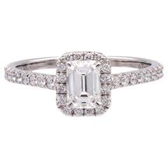 Tiffany & Co. Soleste .45 Ct Center Emerald Cut Halo Engagement Ring - E VS1