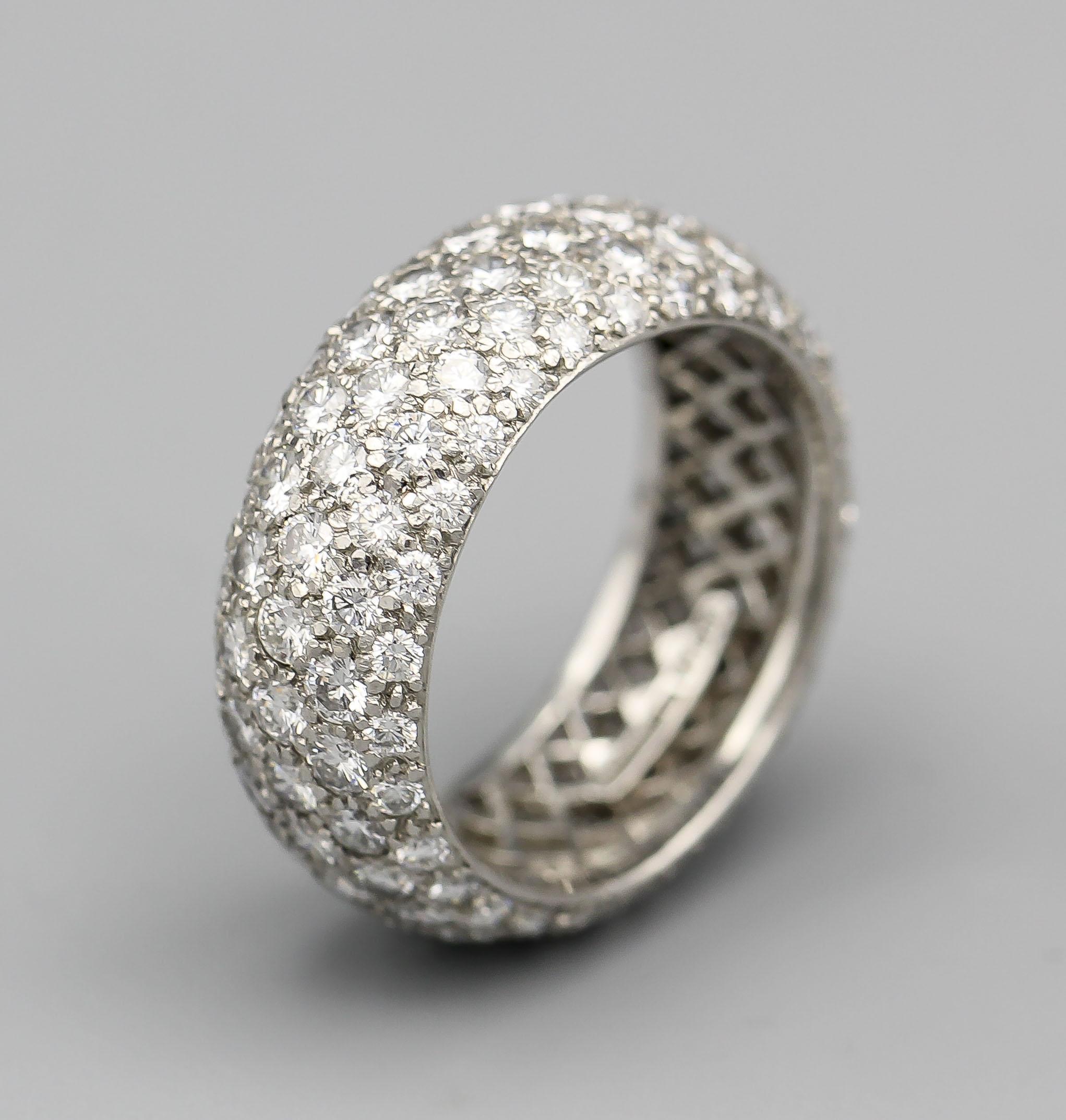 Tiffany & Co. Soleste, bague d'éternité à 5 rangées de diamants en platine, taille 5,25 Pour femmes 