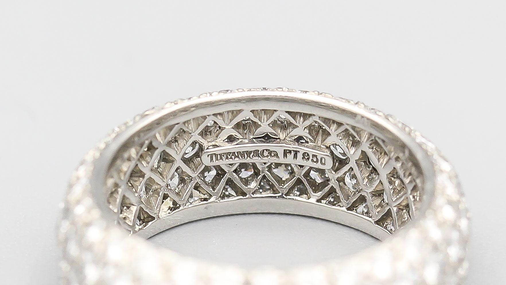 Tiffany & Co. Soleste, bague d'éternité à 5 rangées de diamants en platine, taille 5,25 1