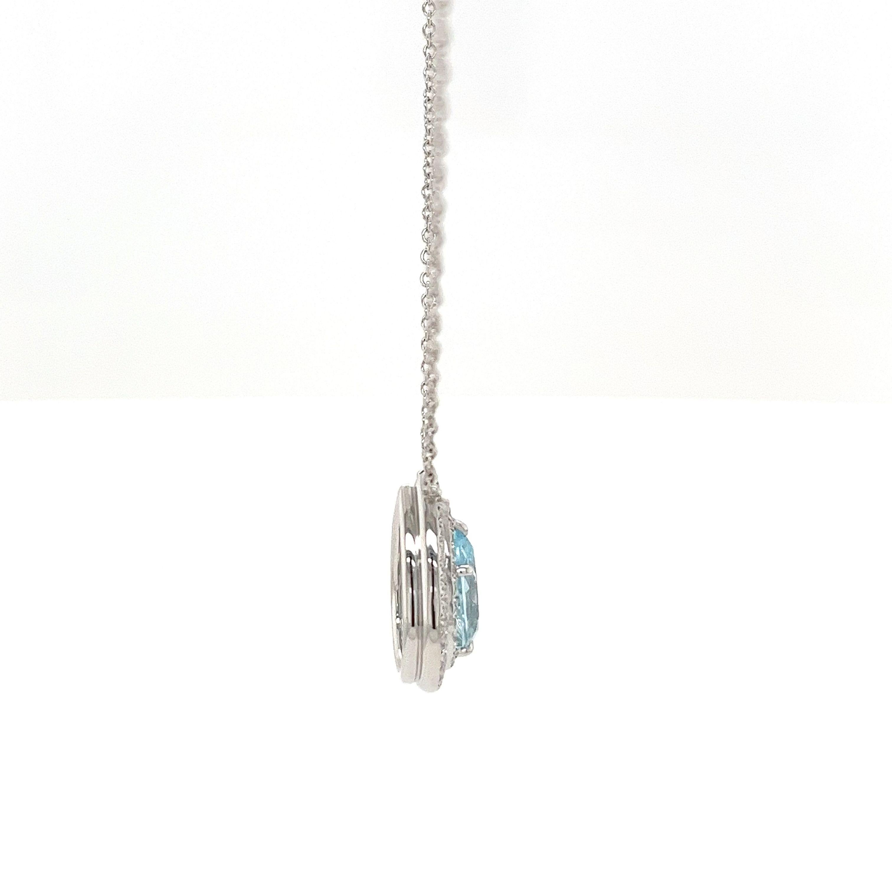 Brilliant Cut Tiffany & Co Soleste Aquamarine & Diamond Pendant Necklace For Sale
