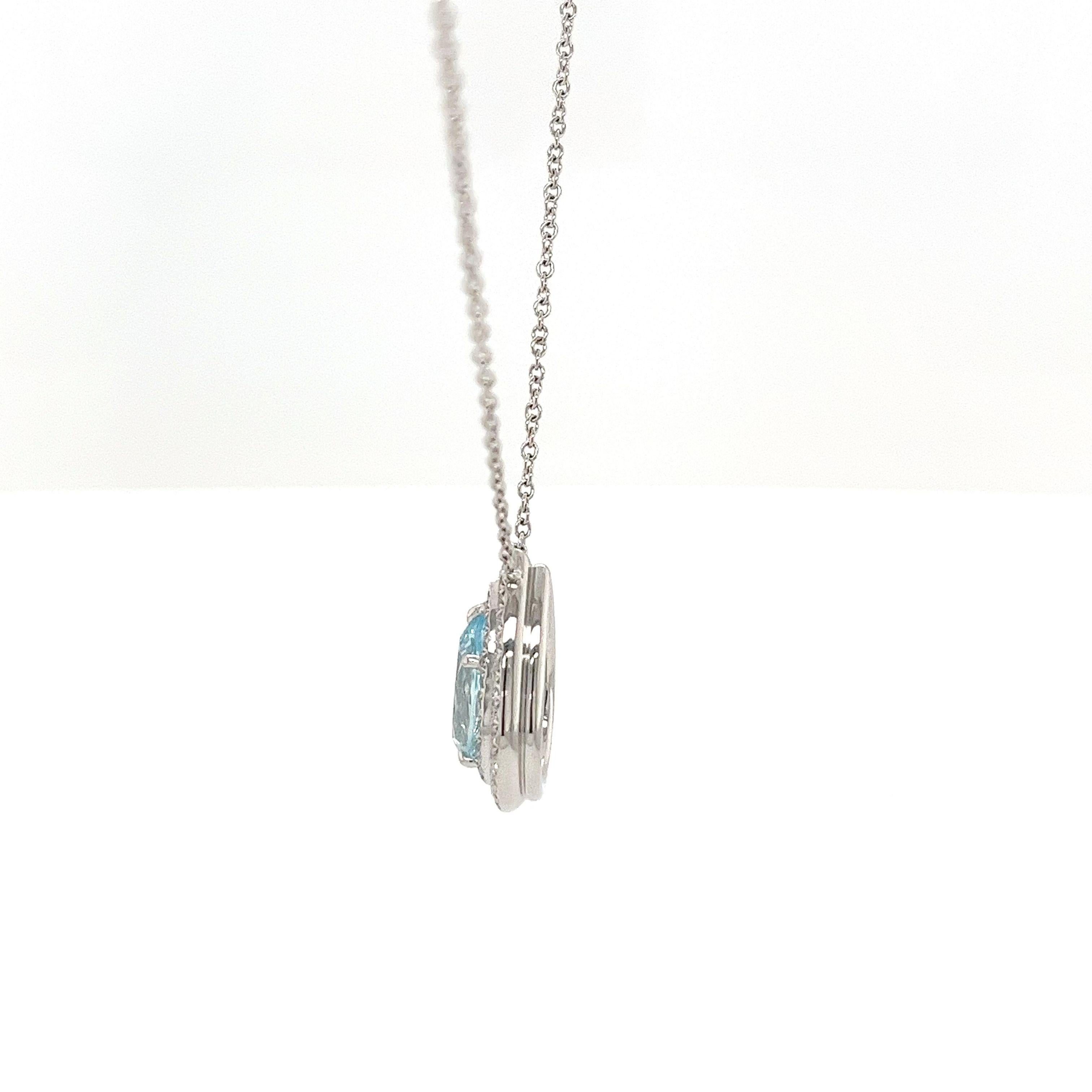 Women's Tiffany & Co Soleste Aquamarine & Diamond Pendant Necklace For Sale