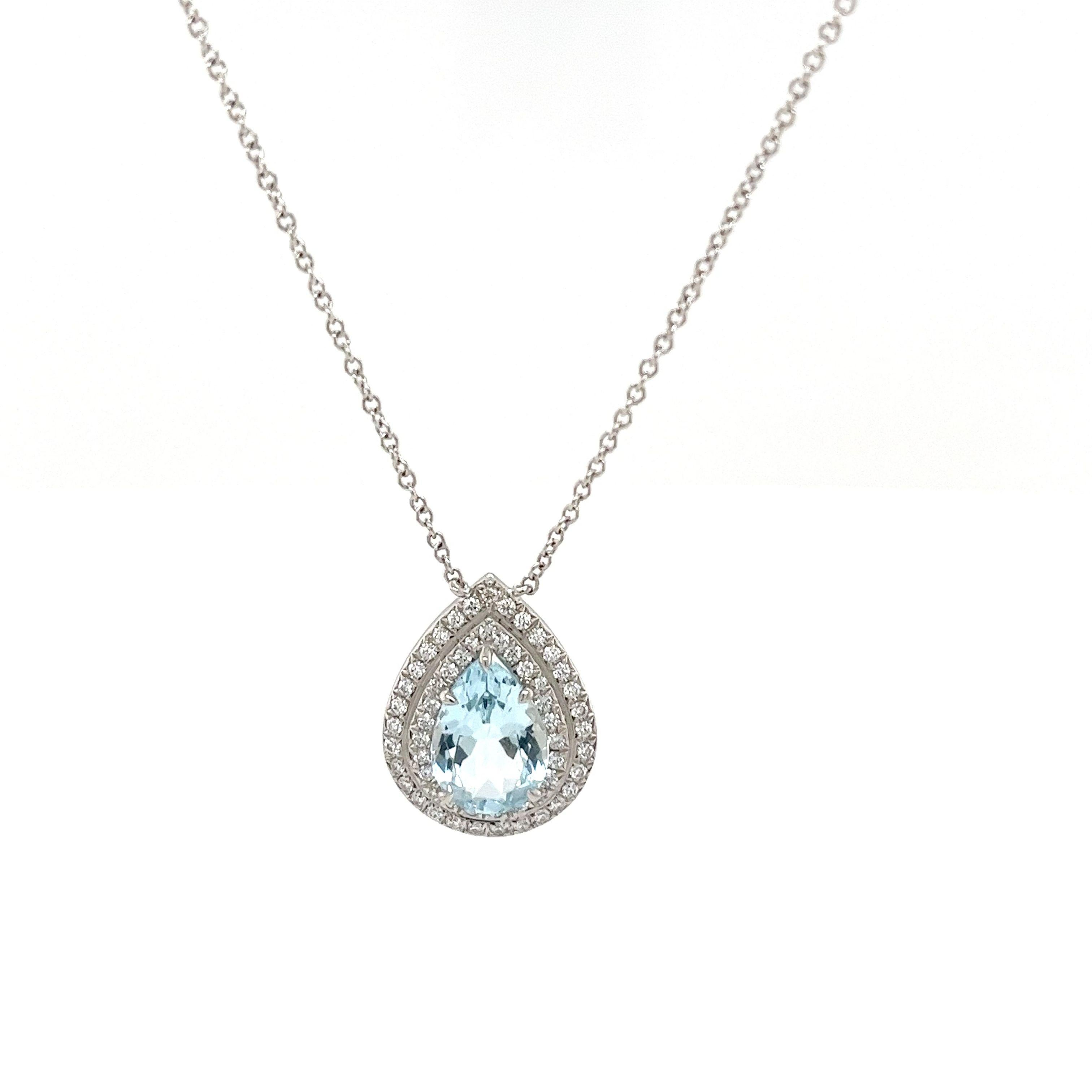 Tiffany & Co Soleste Aquamarine & Diamond Pendant Necklace For Sale 1