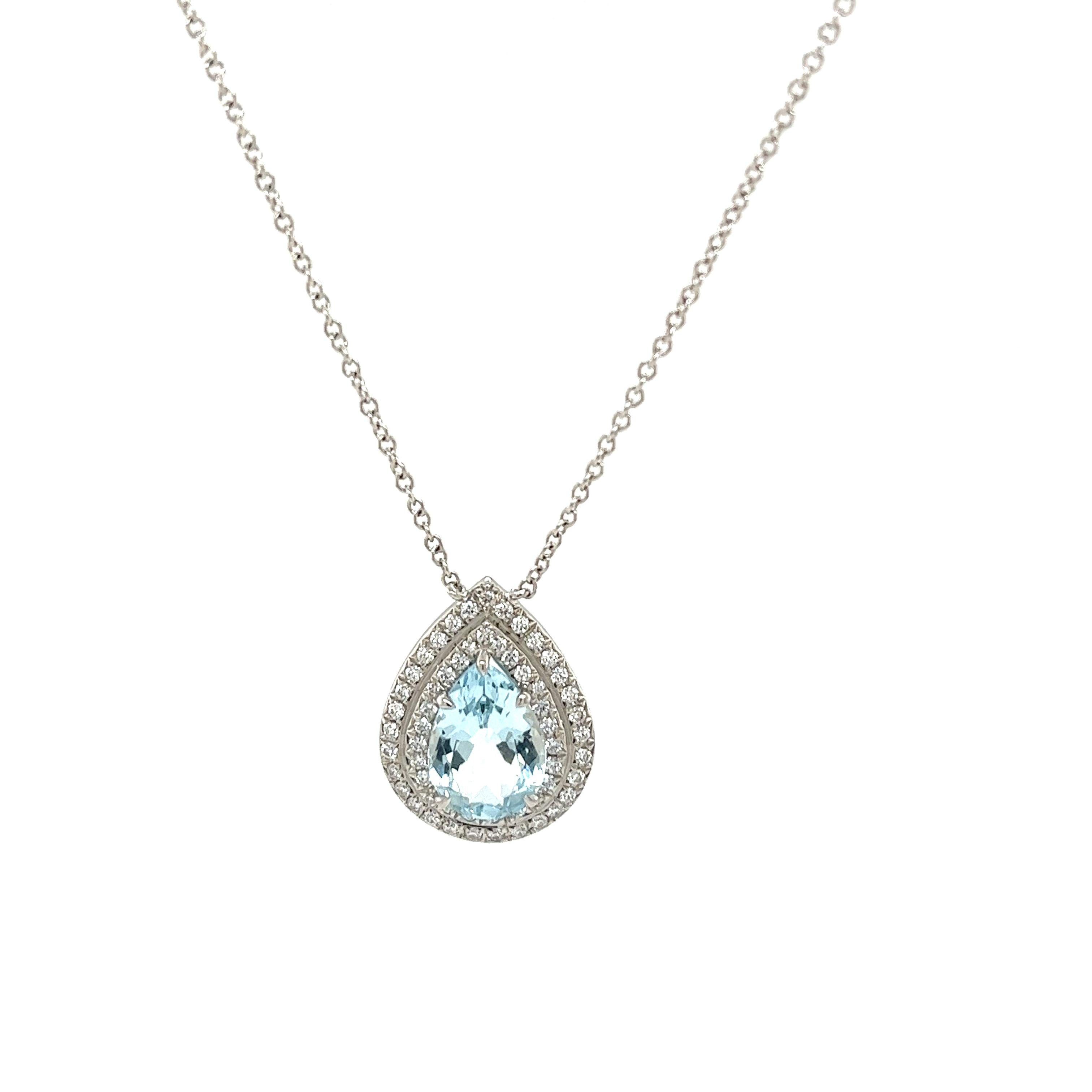 Tiffany & Co Soleste Aquamarine & Diamond Pendant Necklace For Sale 2