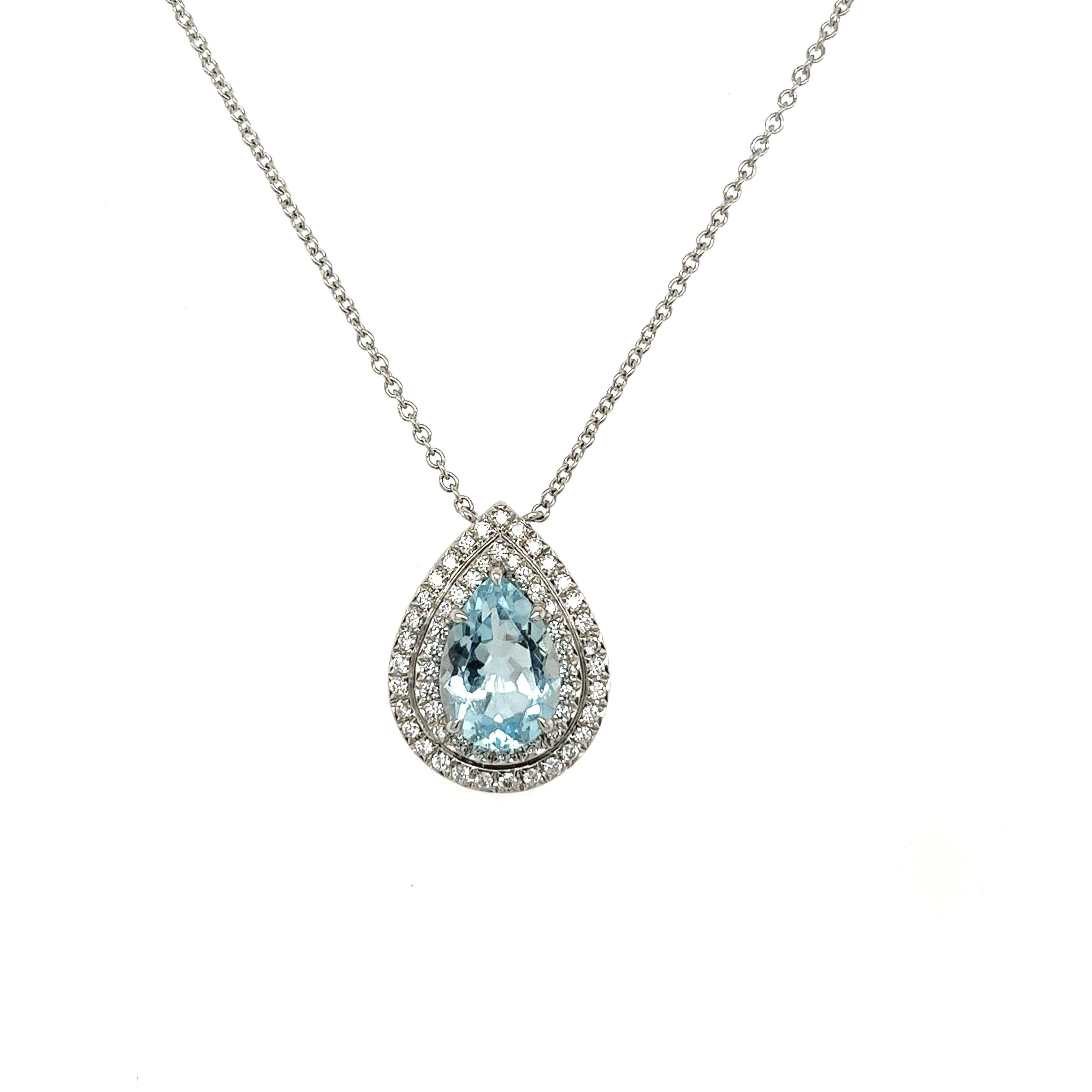Tiffany & Co Soleste Aquamarine & Diamond Pendant Necklace For Sale 3