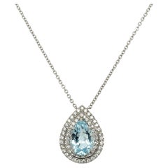 Tiffany & Co Soleste Aquamarine & Diamond Pendant Necklace