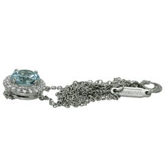 TIFFANY & CO. Soleste Aquamarine Diamond Platinum Pendant Necklace