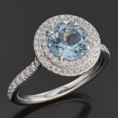 TIFFANY & CO Soleste Aquamarine Diamond Platinum Ring