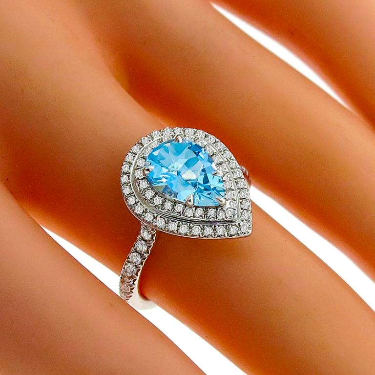 Correlaat Klik Versnipperd Tiffany and Co. Soleste Aquamarine Diamond Platinum Ring For Sale at  1stDibs | tiffany soleste aquamarine ring, tiffany soleste aquamarine