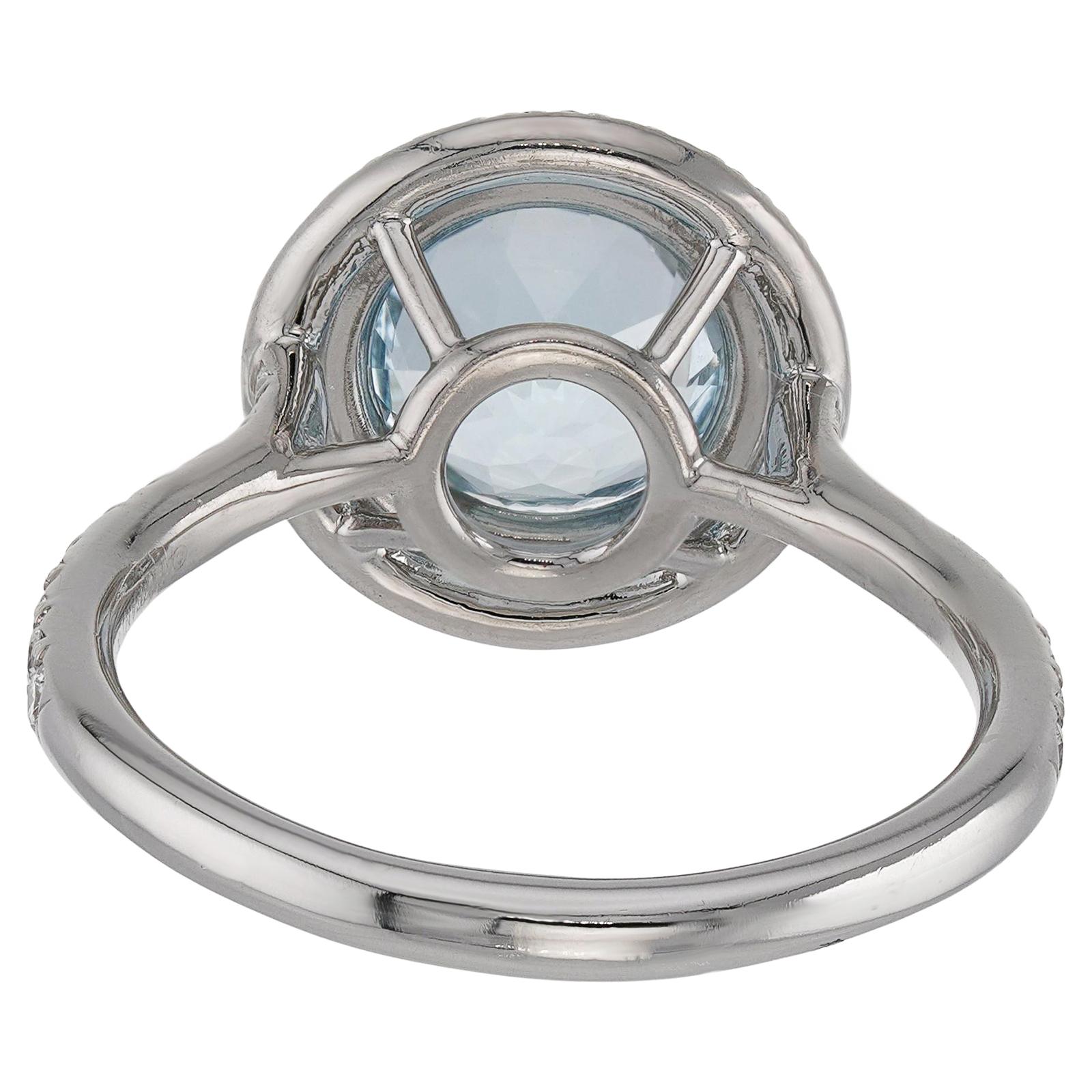 TIFFANY & CO Soleste Aquamarine Diamond Platinum Ring For Sale 2