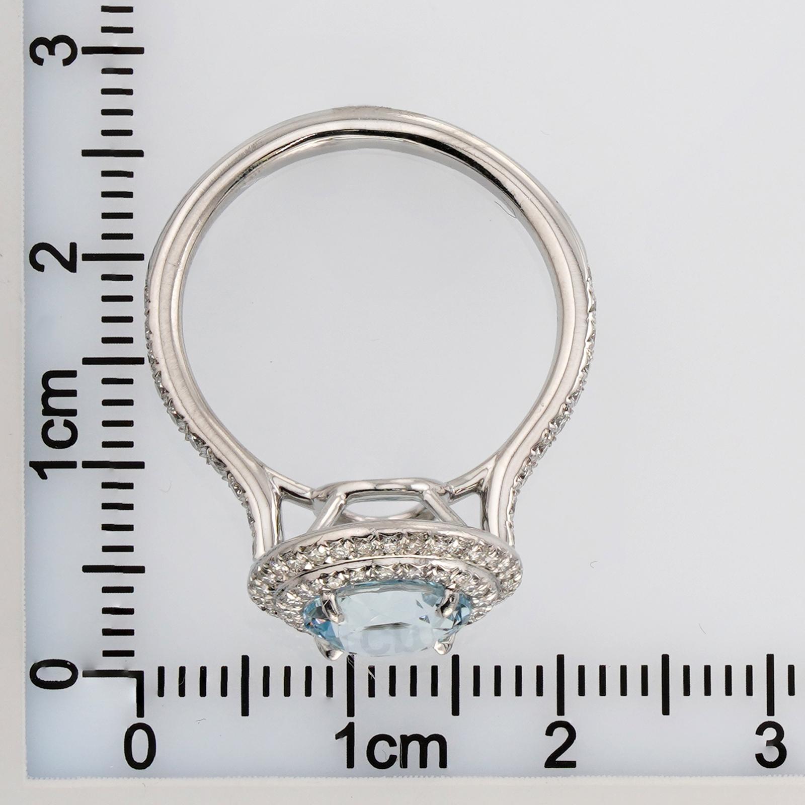 TIFFANY & CO Soleste Aquamarine Diamond Platinum Ring For Sale 3