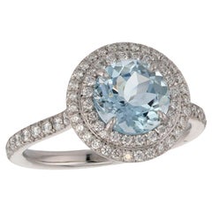 TIFFANY & CO Soleste Aquamarine Diamond Platinum Ring